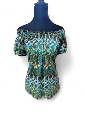 Y2K fairycore off shoulder top early 2000s abstract grunge whimsical vtg M